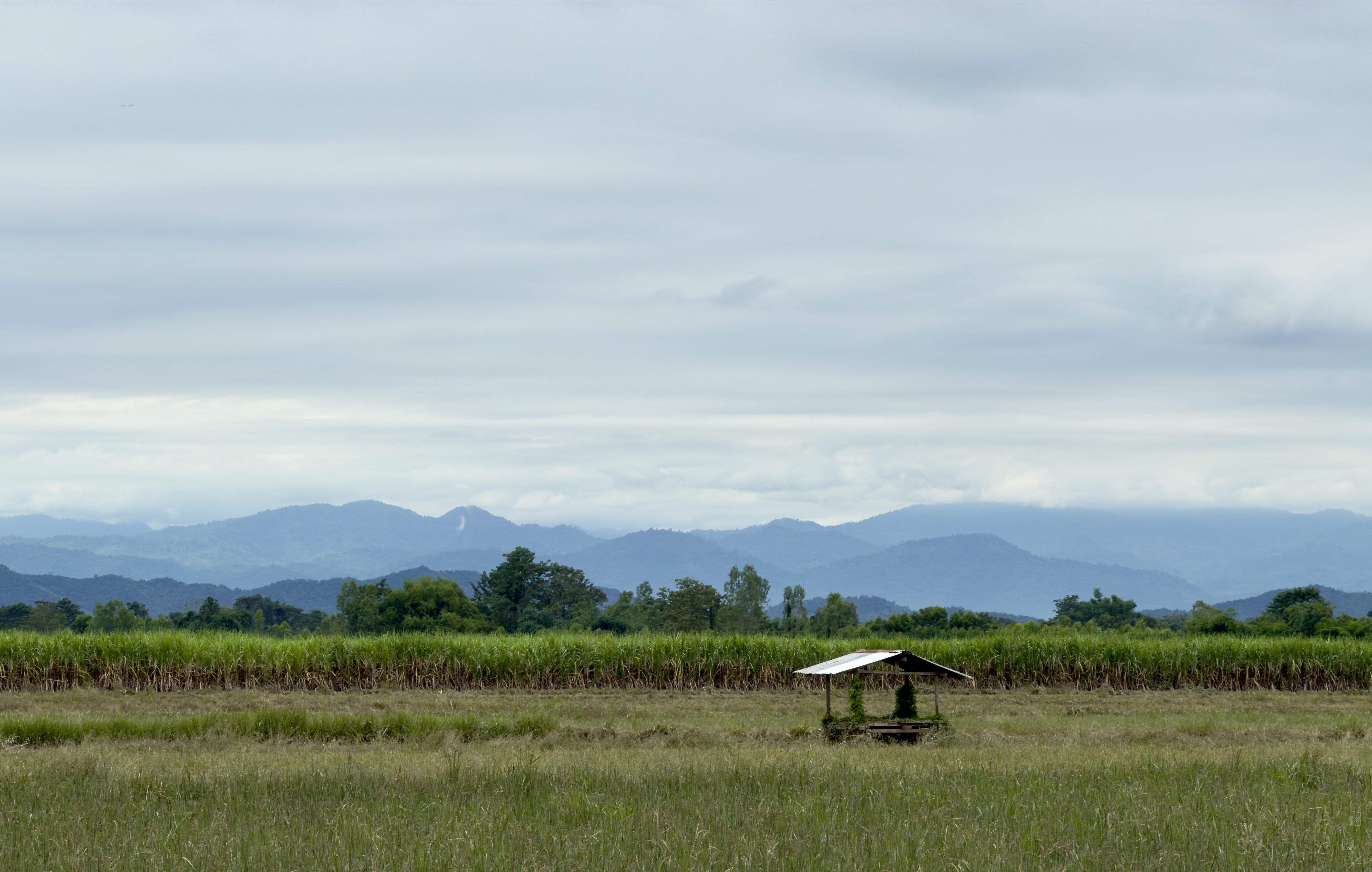 Rural Thailand, farm with mountains, Kanchanaburi