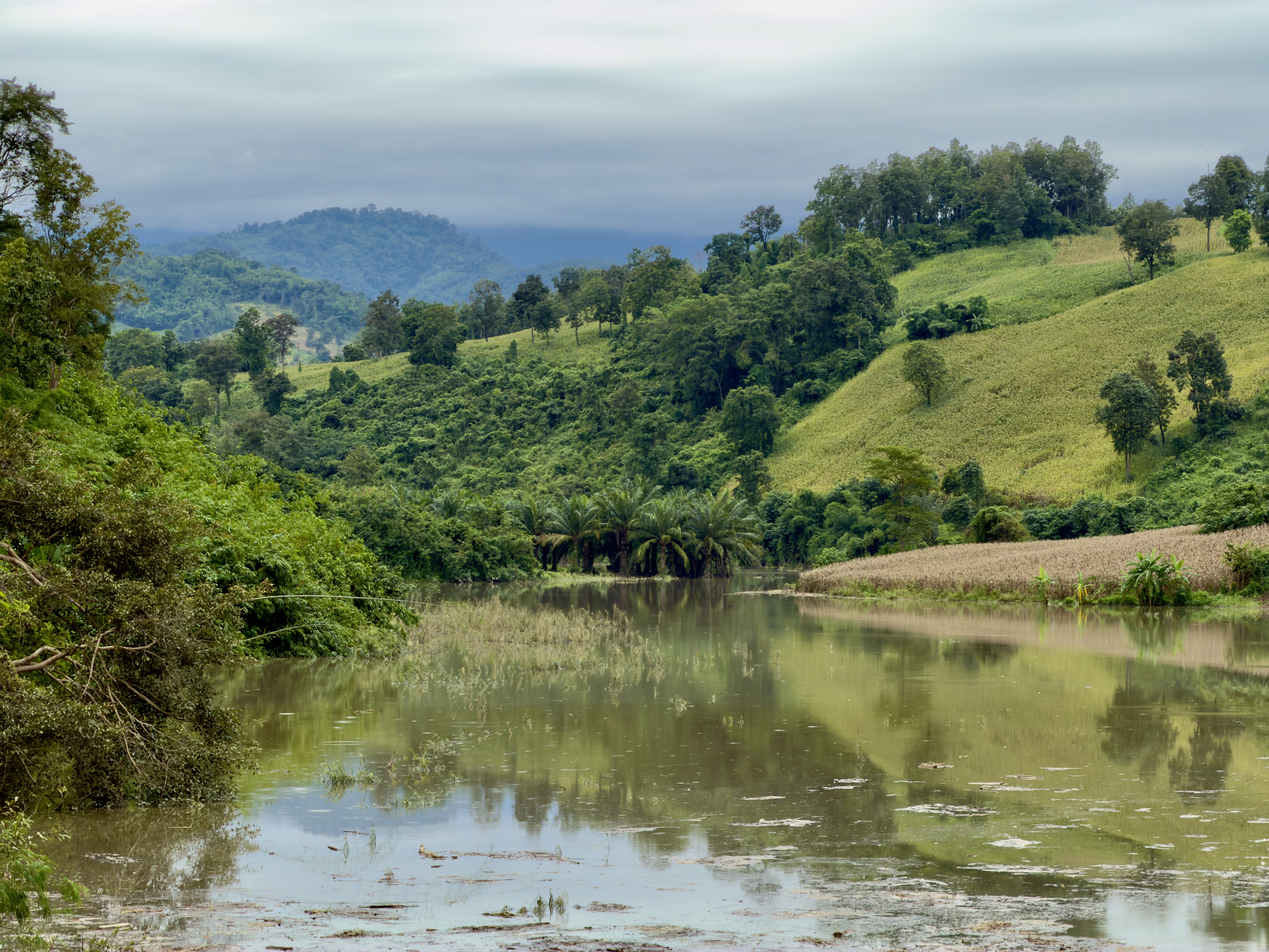 Rural Thailand, farm with mountains, Uthai Thani